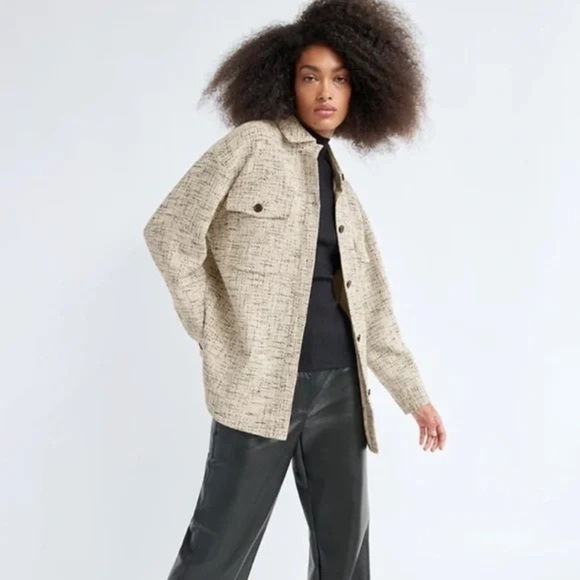 Aritzia Babaton tweed Joan shirt jacket shacket - size 1 (Small) NWOT - Picture 2 of 6